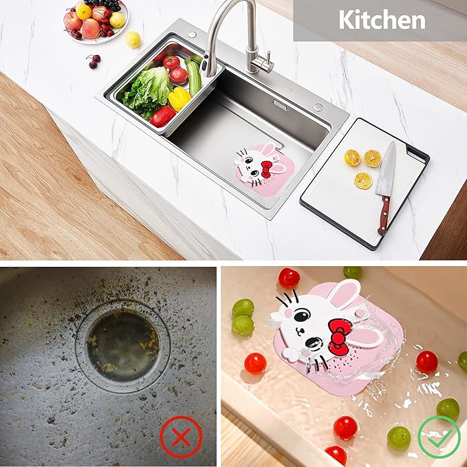 2-in-1 Shower Drain Hair Catcher & Bathtub Drain Cover, Odor-Proof Silicone Hair Stopper for Bathroom, Tub, Sink, Kitchen, Laundry - Prevents Clogs and Unpleasant Smells (2, Pink)