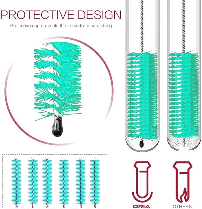 Long Straw Brush, Nylon Pipe Tube Cleaner 10-ihch X 2/5-inch Set of 10 (Green)