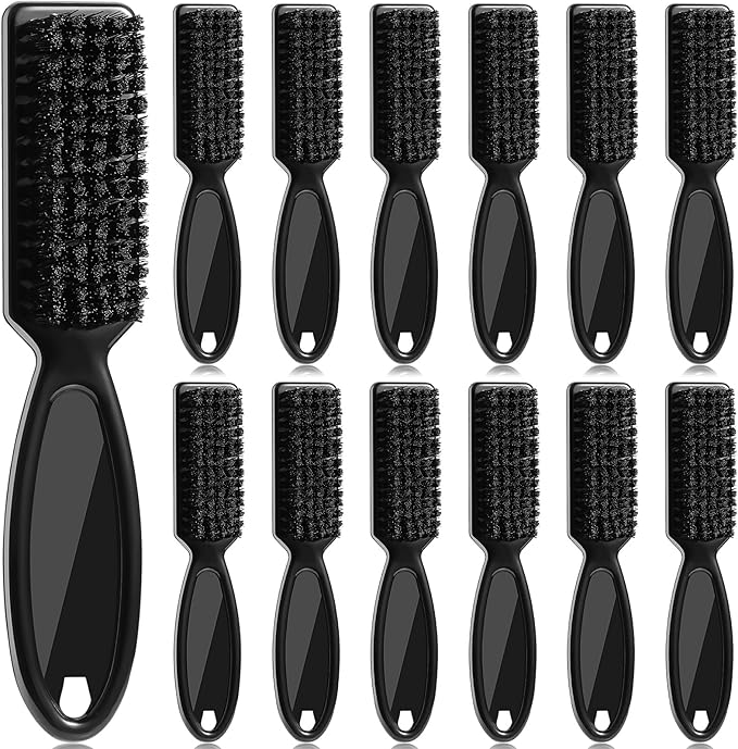Patelai 12 Pcs Barber Clipper Brush Blade Trimmer Cleaning Brush for Fades Nail Neck Duster Manicure Salon(Black)