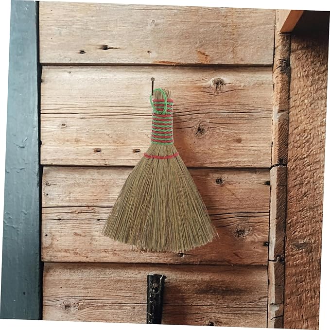 OUNONA Natural Corn Broom with Handle Small Whisk Broom for Indoor Cleaning Soft Bristles for Furniture and Bed Compact Straw Cleaning Brush for Home Use
