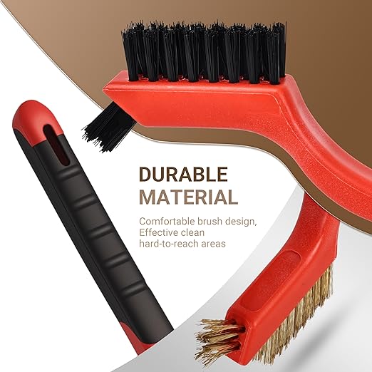12 Pieces Wire Brushes Set, Nylon/Brass/Stainless Steel Bristles for Cleaning Welding Slag and Rust,Scratch Brush with Mini Head & Hanging Hole for Everyday Cleaning