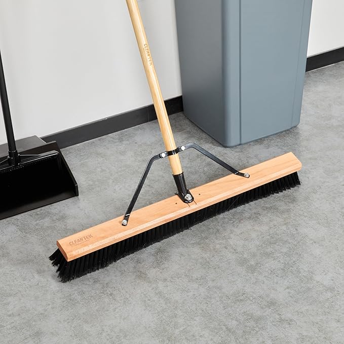 Restaurantware-BROOM HEAD ONLY: Clean Tek Professional 30-Inch Broom Head, 1 Heavy-Duty Push Cleaning Tool - Handle And Brace Sold Separately, Fine Plastic Bristles, Wooden, Commercial Use