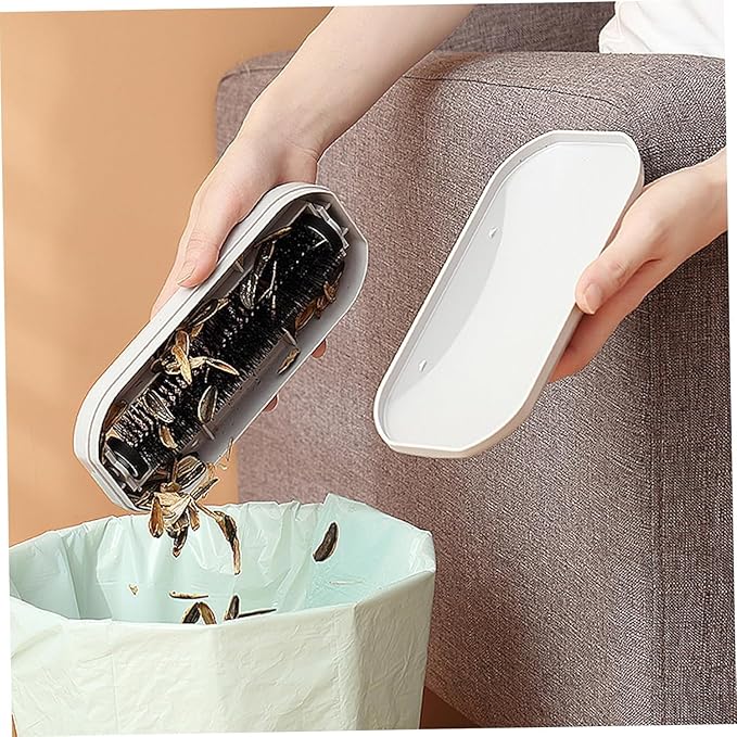 Multi-Functional Table Crumb Sweeper, Handy Rolling Bed Sweeping Brush, Handheld Crumb Sweeper, Soft Bristles Debris Collector for Table, Mat, Bed Sheets, Sofas, Clothes Cleaning Brush (White)