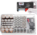 Battery Organizer Storage Case with Tester,Clear Lid Battery Storage Organizer,Holds 93 Batteries Battery Storage Box Battery Carrying Case（Batteries are Not Included）