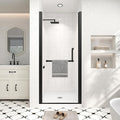 Frameless Pivot Shower Door 32"-34" Wx72 H,1/4"(6mm) Clear Nano Coated (SGCC) Tempered Glass,Reversible Swing Shower Door for Walk-in Shower,Modern Matte Black Finish