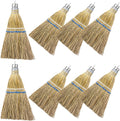 Suclain 8 Pcs 12 Inch Whisk Broom Hand Held Mini Corn Straw Whisk Broom Short Handle with Metal Hanger Halloween for Multi Surface Sweeping Small Hand Brush for Outdoor Car Porch Debris Dust Dirt
