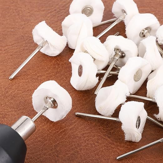 20 Pack Little Buffing Wheel 1/8 Inch Cloth Polishing Wheels Polishing Buffing Wheel Little Buffer Wheels for Rotary Tools (White)