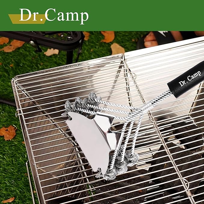 2 PCS Stainless Steel BBQ Grill Brush,BBQ Brush,Grill Scraper, Grill Brush for Outdoot,Grill Cleaning Brush, Barbecue Tool Set with Big Handle for Outdoor Grill