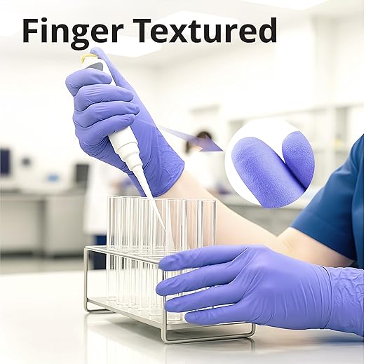 Disposable Nitrile Exam Gloves, 3-mil, XL, Box of 50, Violet Nitrile Gloves Disposable Latex Free for Medical, Cleaning, Cooking & Esthetician, Food-Safe, Powder-Free, Non-Sterile, Purple