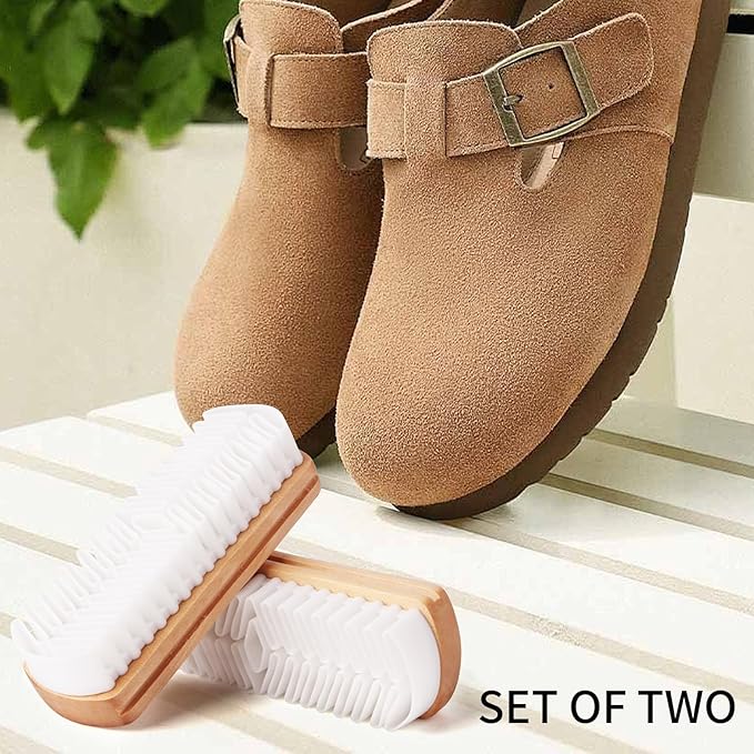 2Pcs Suede Cleaning Brush,Suede Eraser Kit for Shoes,Boots,Jackets, Bags, and Sofas, Wooden Handle Suede Shoe Cleaner by RARKVEN