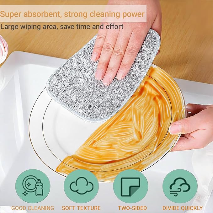 5PCS Double-Sided Thickened Wire Dishwashing Rags - Non Scratch Wire Dishcloth & Miracle Wire Cleaning Cloth, Multipurpose Use on Dishes, Pots, Sinks & Kitchen Surfaces
