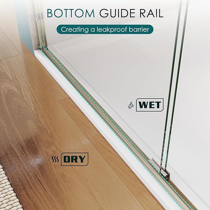 ELEGANT Double Sliding Shower Door 44-48" W x 72" H, Semi-Frameless Bypass Shower Glass Door with Dual Towel Bar Handles, 1/4" Tempered Glass for Walk-in Shower, Brushed Gold
