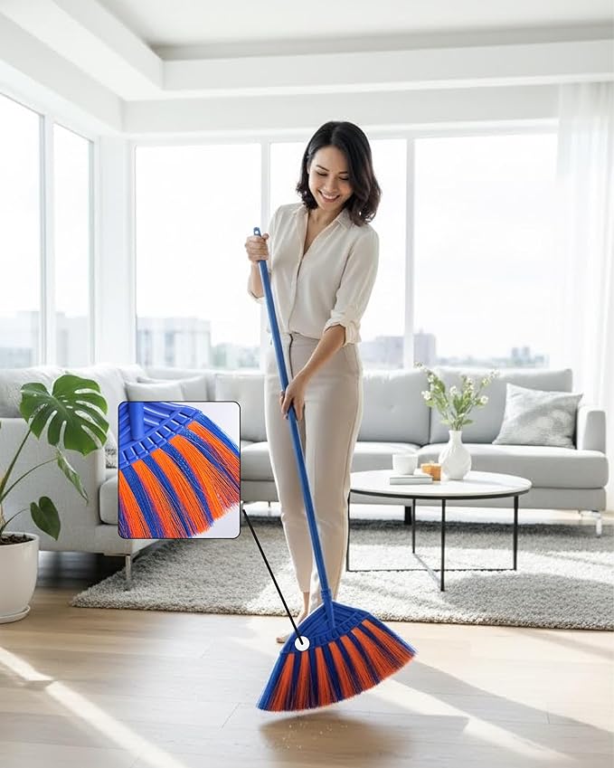 Soft Sweeping Brooms /38” House Brooms for Sweeping Indoor& Outdoor Broom Cleaning/Asian Thailand Plastic Broom/Choi Nhua Thai LAN/Choi Nhua Quet Nha