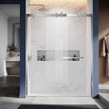 46"-48" W X 76" H Double Sliding Shower Door with Frame - Bright Chrome Hardware, 8mm Tempered Glass, Stainless Steel Hanger Rollers, Easy-Cleaning Coating, Through-Glass Towel Bar & Knob