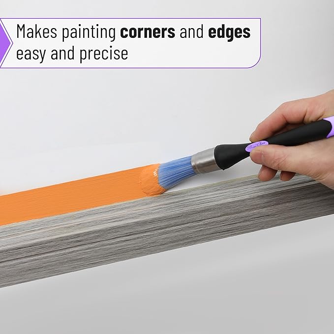 Bates- Trim Paint Brush, 0.75 Inch, Ergonomic Non-Slip Handle, Synthetic Bristles, Trim Brushes for Painting, Black & Purple