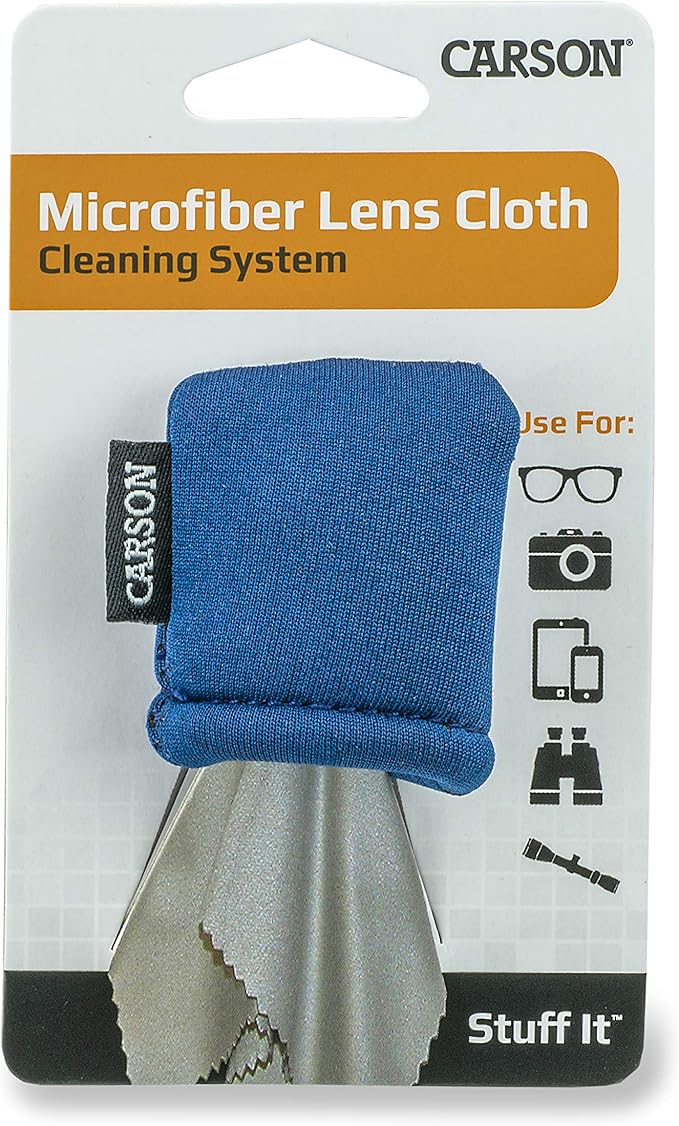 Carson Stuff-It Microfiber Lens Cloth Cleaning System for Eyeglasses, Smartphones, Tablets, Optics, Lenses, Cameras and More
