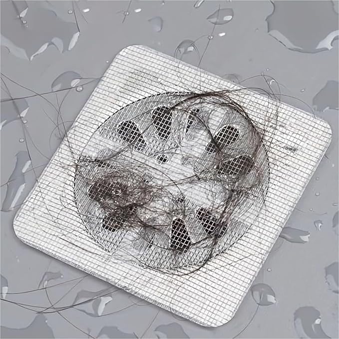 60 Pack Disposable Shower Drain Hair Catcher, 4" X 4" Disposable Drain Hair Catcher, Floor Drain Filter Stickers, Square Shower Drain Mesh Sticker, Bathroom, Laundry, Bathtub, Kitchen, Sink