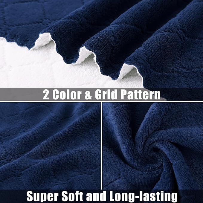 Mordimy 18 Pack Kitchen Cloths Dish Towels (10" x 10", Navy Blue & White), Super Soft and Absorbent Dish Cloths, Coral Velvet Microfiber Cleaning Cloth, Nonstick Oil Fast Dry Dishcloths