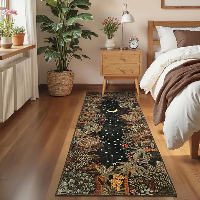 GarveeHome 2.5x8 Jungle Hallway Runner Rug, Soft Brown Animal Long Kitchen Runner Non Slip Entryway Rug Farmhouse Thin Laundry Mat Stain Resistant Carpet for Bathroom Beside