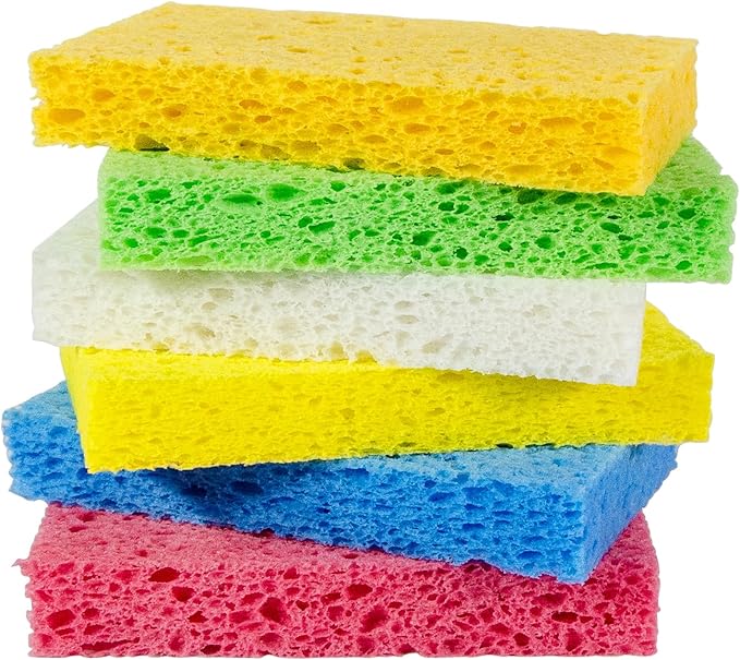 Multi-Use Cellulose Kitchen Sponges Compressed Cellulose Sponges, Non-Scratch, Dish Sponge for Kitchen Bathroom Cars, Funny Cut-Outs DIY (12, Multicolor)