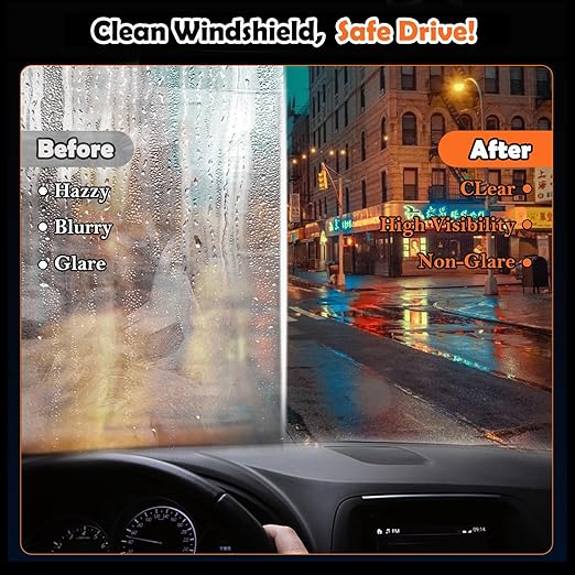 Glass Emulsion Cleaner Oil Film Cleaning Brush, Car Windshield Cleaner Tool for Automotive Windshield/Window/Mirror Cleaning, Clearvision Improve Driving Visibility(100ml Emulsion + Brush Board)