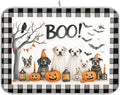Halloween Dogs Dish Drying Mat for Kitchen Countertop 18x24 Raven Bat Pumpkin Black Buffalo Plaid Large Drying Mat Reusable Quick Dry Dish Sink Mats Easy Clean Decorative Essentials