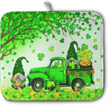 St Patricks Day Shamrock Drying Mat for Kitchen Counter Green Gnome Truck Dishes Drying Mat St. Patricks Day Spring Washable Dish Drying Pad Absorbent Microfiber Dishes Drainer Mats 16x18 Inch