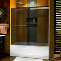 DreamLine Sapphire 56-60 inch W x 60 inch H Semi-Frameless Bypass Tub Door in Matte Black and Smoke Gray Glass