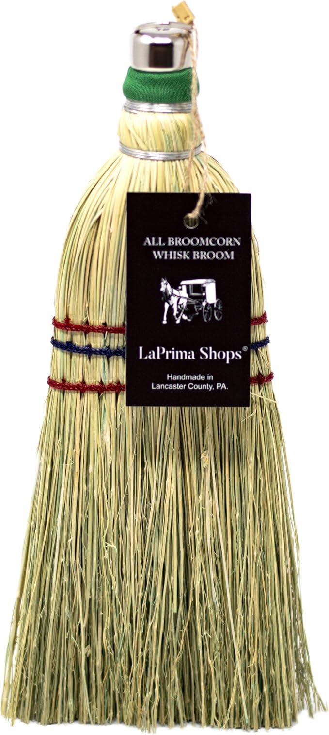 LaPrima Shops Authentic Amish Hand Made All Broomcorn Broom (12-Inch/Whisk)