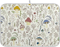Cute Mushroom Wild Plant Dish Drying Mat for Kitchen Counter Absorbent Microfiber Drying Pad, Large 18x24 in, Reversible Drainer Mats