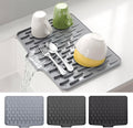CHIKILLA Silicone Dish Drying Mat for Kitchen Counter, Fast Drainage Design for Vegetables Fruits, Heat Resistant, Non-Slip , Dishwasher Safe – 15.7x13 inch Silk Gray