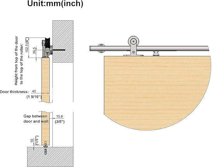 DIYHD 8FT Integrated Soft Close Sliding Hardware Brushed Stainless Steel Top Mount Studio Barn Door Style Track Kit