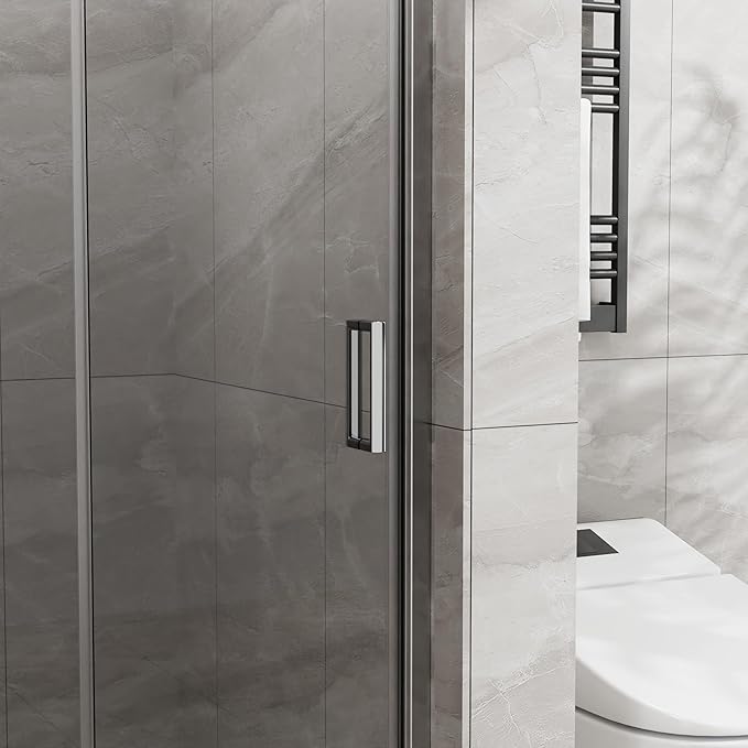 Frameless Bi-Fold Shower Door 34" W x 72" H, 1/4" Clear Tempered Glass, Folding Swing Design, Reversible Installation, Chrome Finish, Space-Saving Glass Shower Door for Small Bathrooms