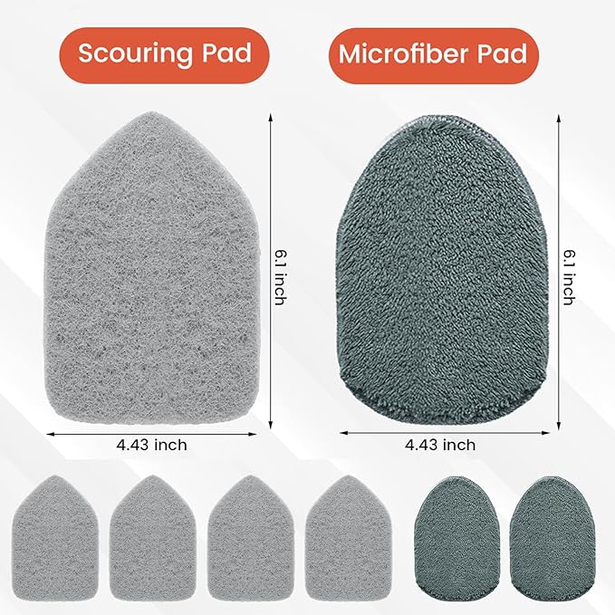 Scouring Pads Microfiber Cloth Refills 6 Pack, Fit Tub Tile Scrubber Brush Cleaning, Reusable Scouring Scrub Pad and Microfiber Scrub Pads Set for Cleaning Bathroom Kitchen Toilet Tile Sink