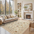 Floral Rug for Living Room Bedroom, 6x9 Washable Rug, Vintage Boho Area Rug, Large Non Slip & Low Pile Wool Carpet for Indoor Dining Room, Girls Room, Nursery Room and Kids Room(Apricot 6x9ft)