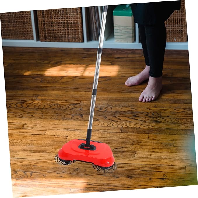 Multi-Function 3-in-1 Hand Push Sweeper Broom Dustpan Trash Bin Adjustable Handle 360 Rotating Floor Cleaning Mop for Hard Floors