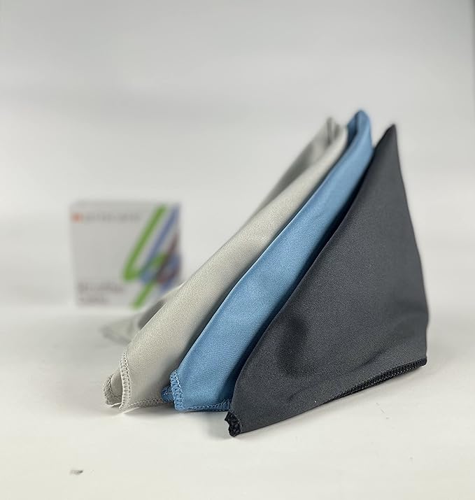ProcareSelect Premium Microfiber Cleaning Cloths, Ideal for Large TV Screens, Tablets, Glasses, Spectacles, All Delicate Surfaces, 3 Pack, Extra Large 30cm x 30cm, Lint Free, Black, Blue, Grey