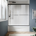 SUNNY SHOWER Double Sliding Glass Door 60" W x 57" H Shower Door 1/4" Tempered Glass Sliding Door Semi-Frameless Shower Glass Enclosure Bypass Walk in Shower Cabin, Matte Black