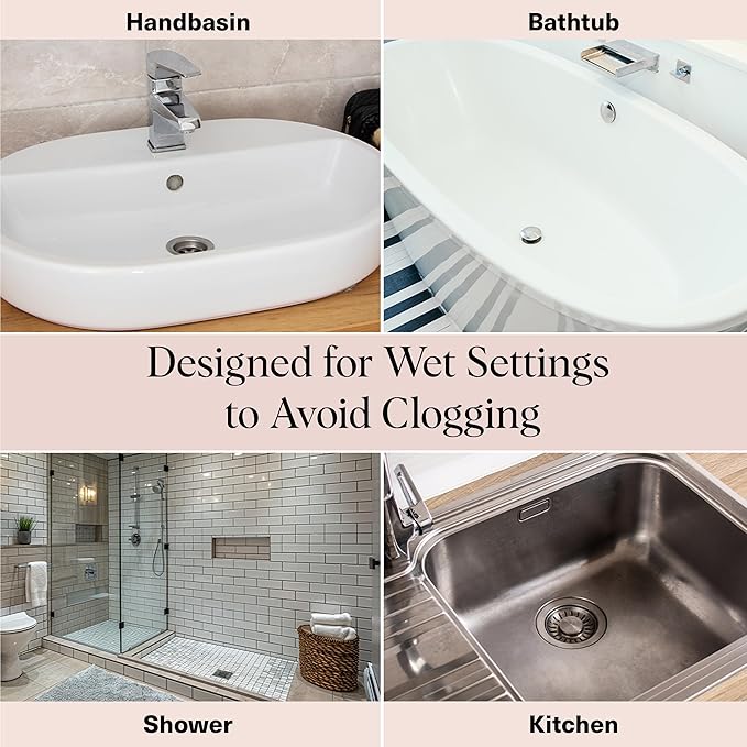 Kitsch Shower Drain Hair Catcher - Sink Drain Strainer that Prevents Clogs, Shower Drain Cover, Anti-Clogging, Bathtub & Shower Cover, Durable & Easy to Clean, Made with Silicone, Universal Fit - Grey