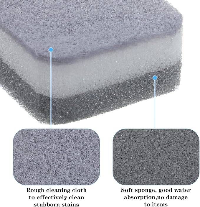 40 Pcs Kitchen Dishwashing Sponge Individually Wrapped Sponges, Bulk Non Scratch Scouring Pad Odor-Free Dish Sponges for Washing Dishes Wipes for Household Cleaning Dishes Travel Apartments, Grey