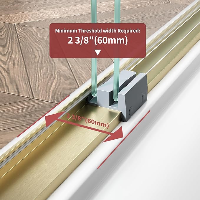 44-48" W x 72" H Semi-Frameless Double Sliding Glass Shower Door, 1/4" (6mm) Clear Tempered Glass, Bypass Sliding Shower Door for Bathroom, Easy to Clean (Brushed Gold, 48" W x 72" H)