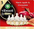 Air Wick Vibrant Plug In Scented Oil Refill, Infused with Essential Oils, Plug In Air Fresheners for Home, Fall Scent, Fall Décor, Warm Apple & Cinnamon, 5 ct