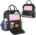LoDrid Heavy Duty Cleaning Supplies Bag with Steel Frame Top, Large Cleaning Caddy with Adjustable Shoulder Straps and Multiple Pockets for Housekeeping Work, Pink, Bag Only, Patent Designed