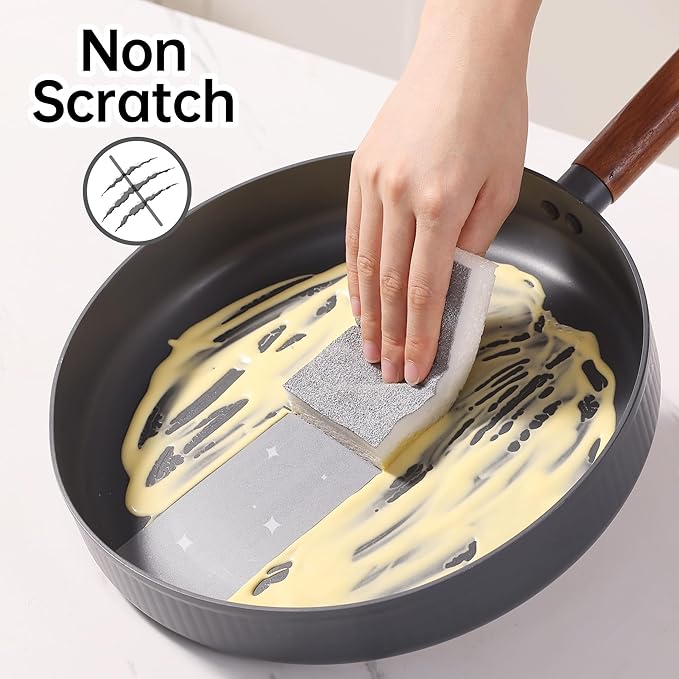 JOYMOOP Textured Clean Sponges, Dual-Sided Non-Scratch Soft Scrub Dish Sponge, Safe for Non-Stick Cookware, Kitchen and Household Cleaning, 36 Pack [Grey & White]