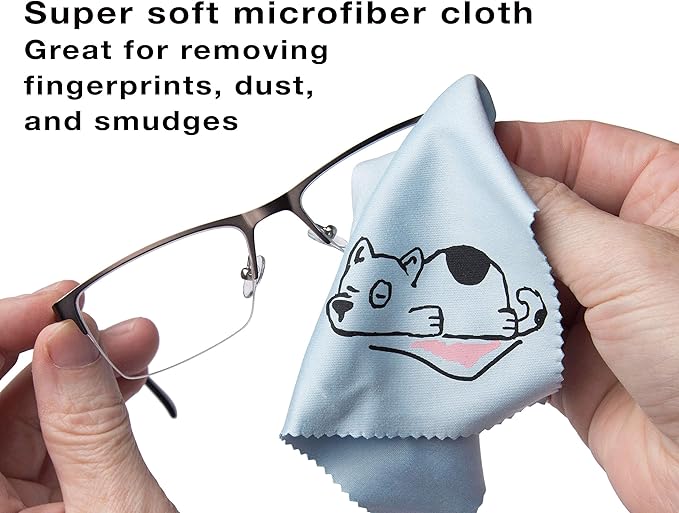 Microfiber Cleaning Cloth - Microfiber Cloth Fabric Wipe for Cleaner Lens, Eyeglasses, Phone Screen - Cute Dog Design 10-Pack, 6x6