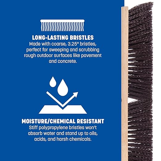 SPARTA Flo-Pac Plastic Floor Sweep, Crimped Sweep with Brace 24" for Cleaning, 24 Inches, Maroon, (Pack of 12)