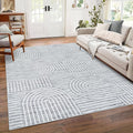 Washable Rug 5x7 Area Rugs for Living Room, Abstract Rug for Bedroom, Soft Rainbow Non Slip Throw Rugs with Rubber Back, Low Pile Stain Resistant Boho Geometric Carpet for Dining Room, Ash