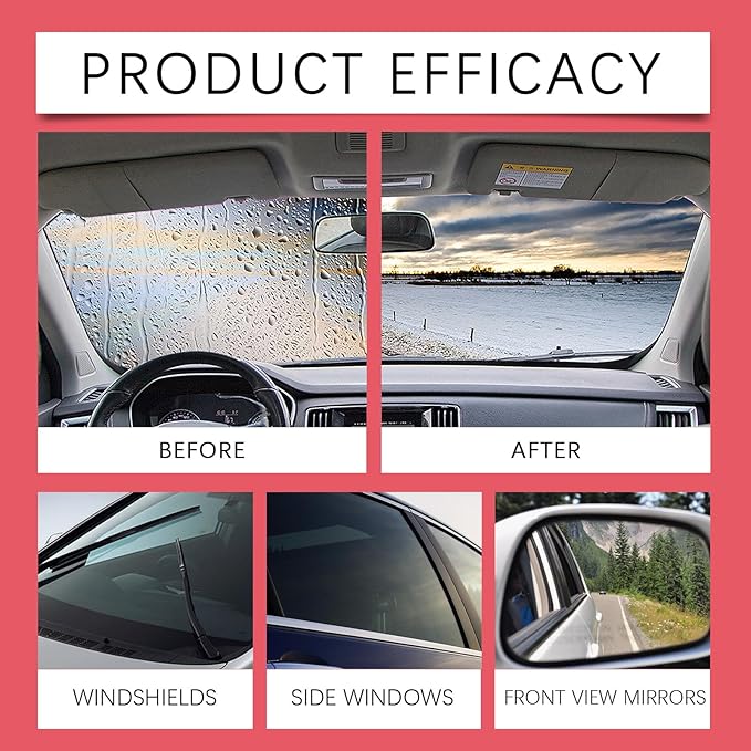 2 Pcs Glass Oil Film Remover for Car,Glass Emulsion Cleaner,Removes Oil Film & Smudges, Improve Windshield Clarity for Safe Driving