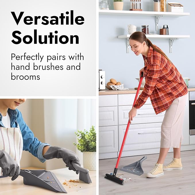 Dustpan by Ravmag- Solid Natural Silicone Construction- Stand Up Design- Accommodates Any Broom/Hand Brush- Best Dustpans for Home/Lobby/Shop