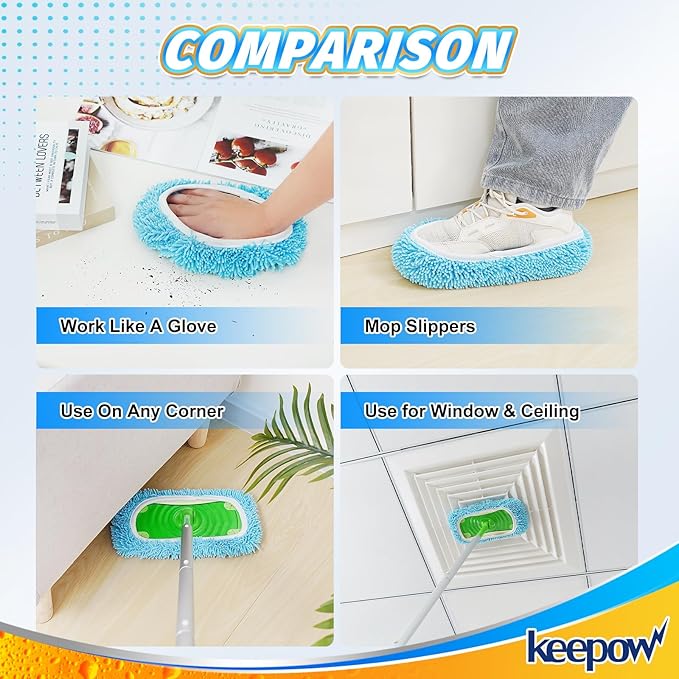 KEEPOW Wet Pads Refill for Swiffer Sweeper Mop and Sweep & Mop Deluxe - Dry Sweeping Cloths for Floor Mopping and Cleaning - Pet Heavy Duty Pads Refills, Upgraded Reusable (4 Pack)